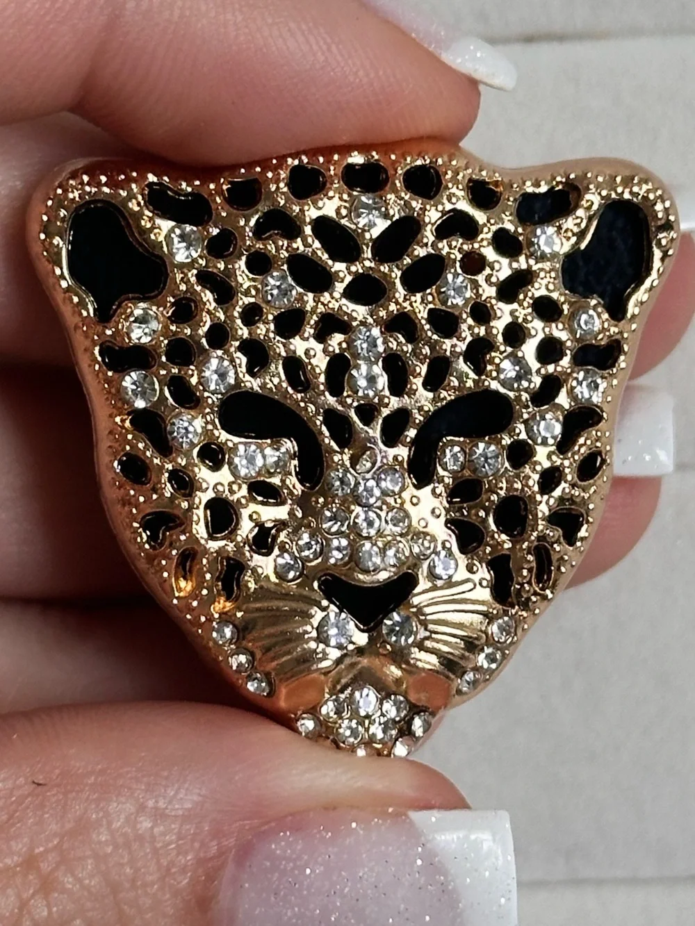 Vintage Gold Leopard Head Brooch Pin